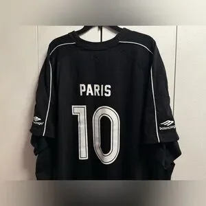 balenciaga サッカーシャツ ブラック 10 PARIS バレンシアガ サッカー